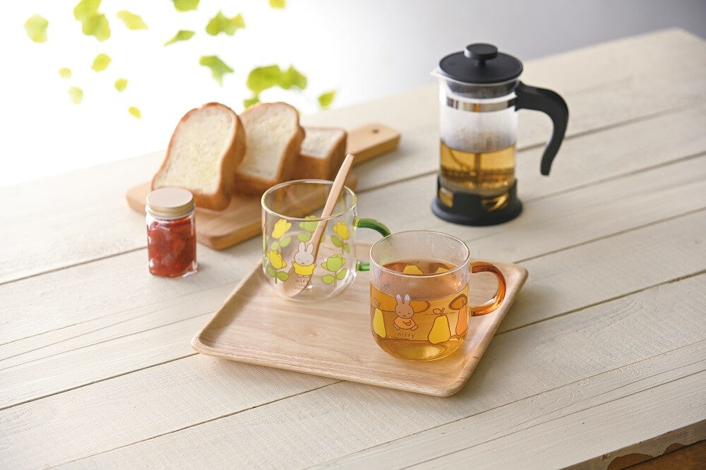 Miffy Color Handle Heat-Resistant Glass Mug (Green*Rose)