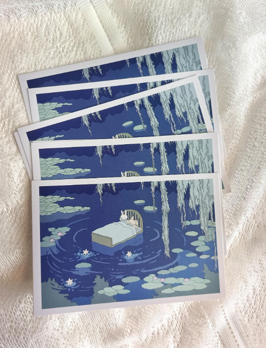 SOURTEAHOUSE NIGHT WATER LILY-Postcard