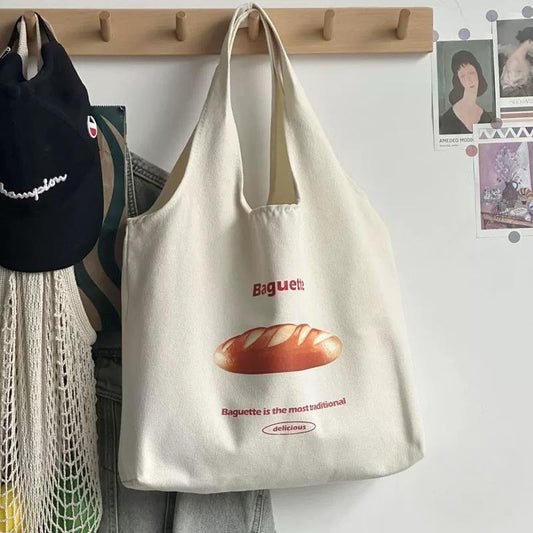 Bread Print Canvas Tote Bag