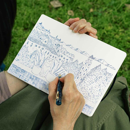 Flat Open Sketch Book B6 Attaché Blue