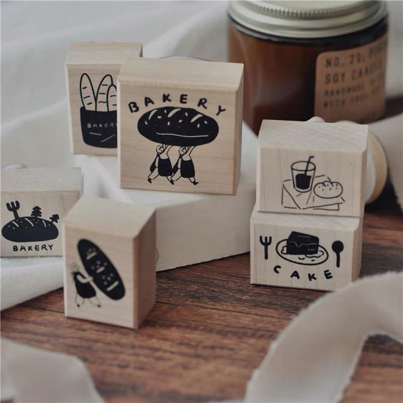 Wooden Bakery Rubber Stamps