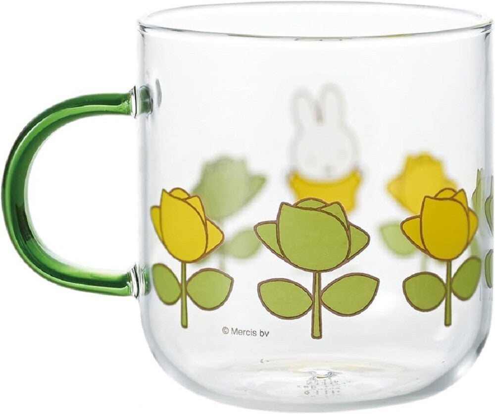 Miffy Color Handle Heat-Resistant Glass Mug (Green*Rose)
