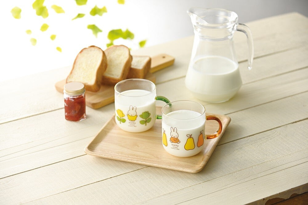 Miffy Color Handle Heat-Resistant Glass Mug (Green*Rose)