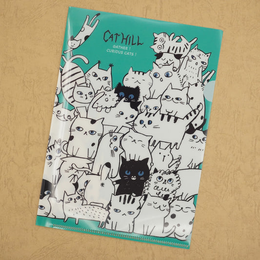 Prospekthülle A5 Katze Hügel Grün