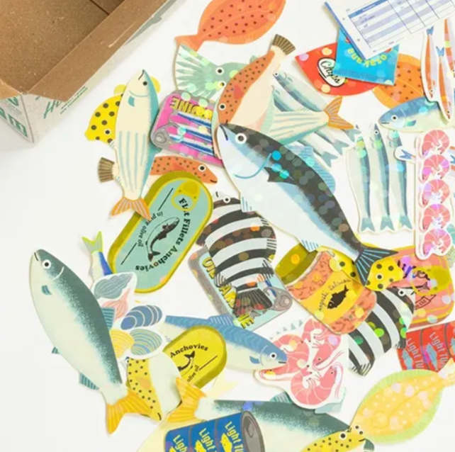 Shipping Box Sticker Flake Set - Seafood Market