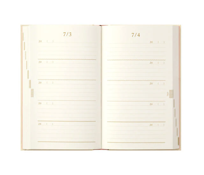 MIDORI Journal 5 Years Embroidery Flower Beige