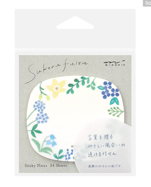 MIDORI Sticky Notes Transparency Wild Flowers
