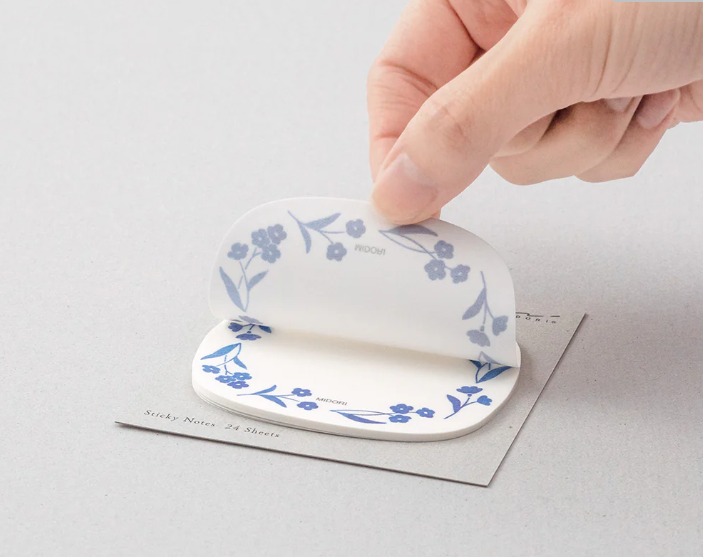 MIDORI Sticky Notes Transparency Blue Flowers