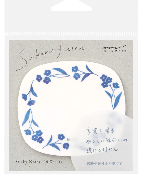 MIDORI Sticky Notes Transparency Blue Flowers
