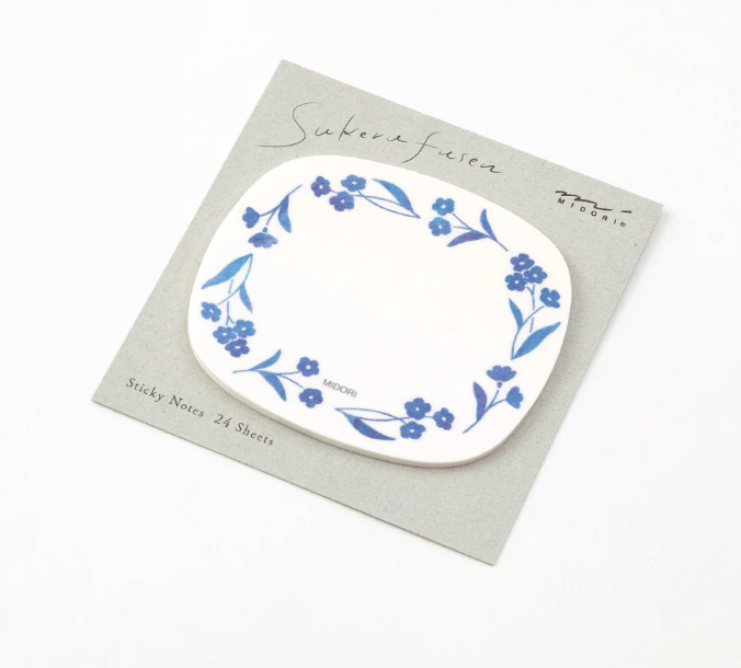 MIDORI Sticky Notes Transparency Blue Flowers