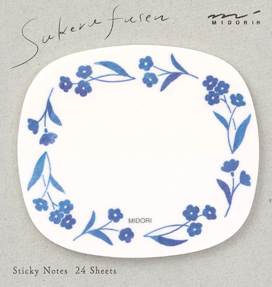 MIDORI Sticky Notes Transparency Blue Flowers