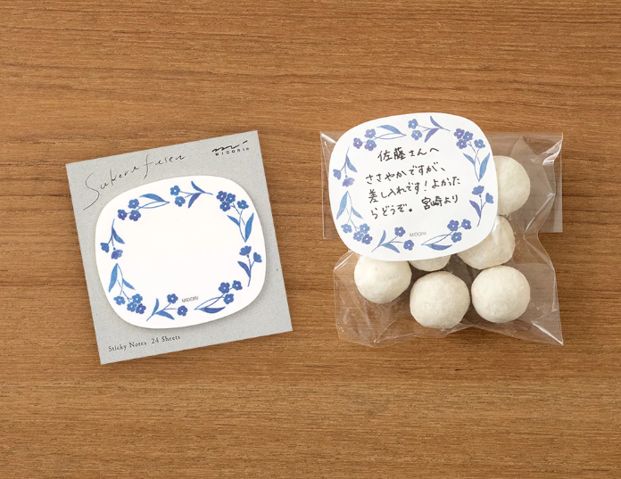 MIDORI Sticky Notes Transparency Blue Flowers