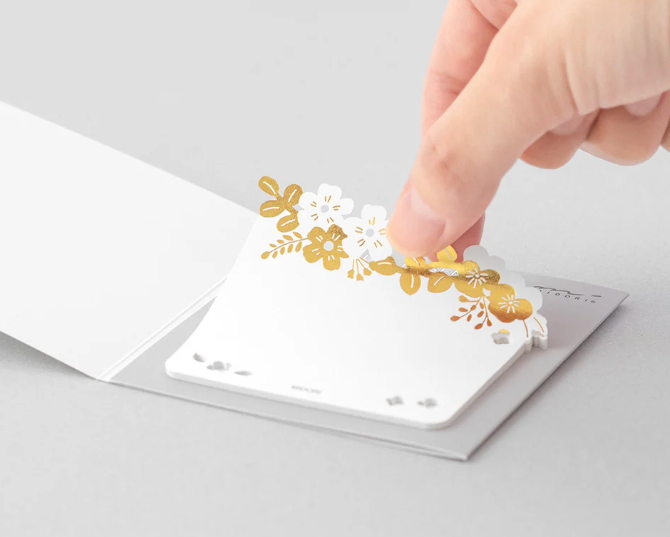 MIDORI Sticky Notes Die Cutting Foil Stamping Flowers