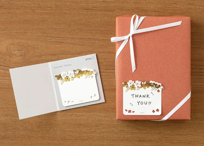 MIDORI Sticky Notes Die Cutting Foil Stamping Flowers