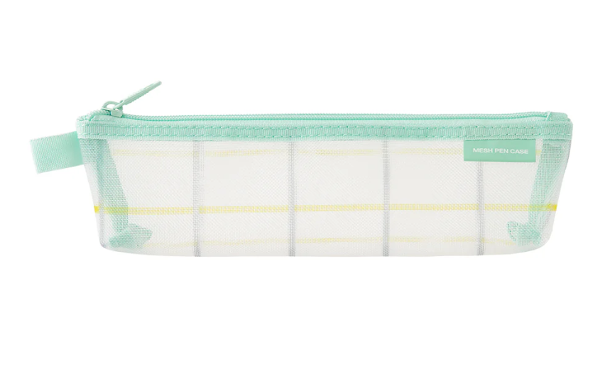 MIDORI Mesh Pen Case Check Green- Limited Edition