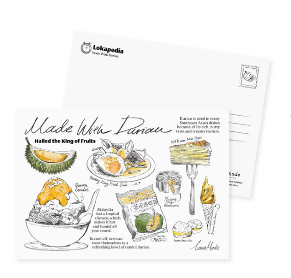 Lokapedia: Made With Durian - Postcard