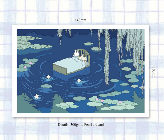 SOURTEAHOUSE NIGHT WATER LILY-Postkarte