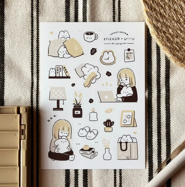 YuYing Illustration Waterproof Sticker Sheet - Homey Days