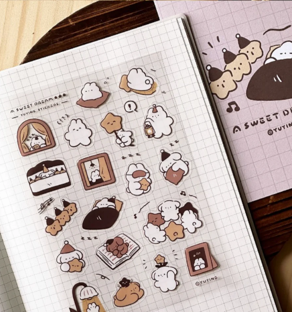 YuYing Illustration Sticker Sheet - A sweet dream