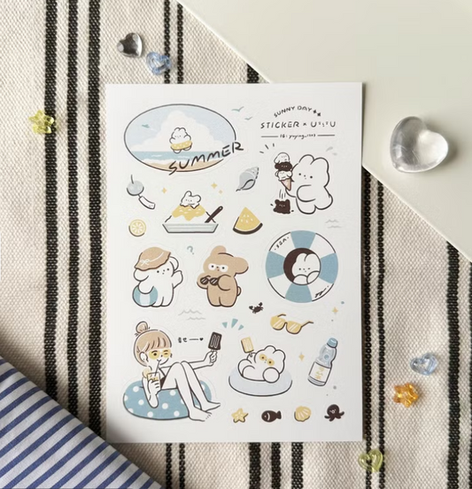 YuYing Illustration Waterproof Sticker Sheet - Sunny Day