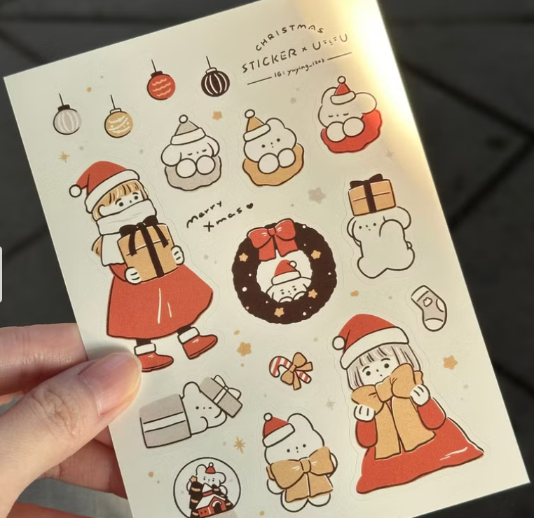 YuYing Illustration Waterproof Sticker Sheet - Christmas