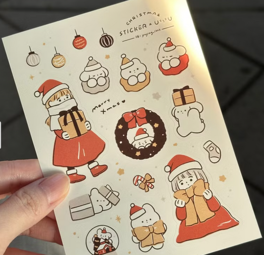 YuYing Illustration Waterproof Sticker Sheet - Christmas