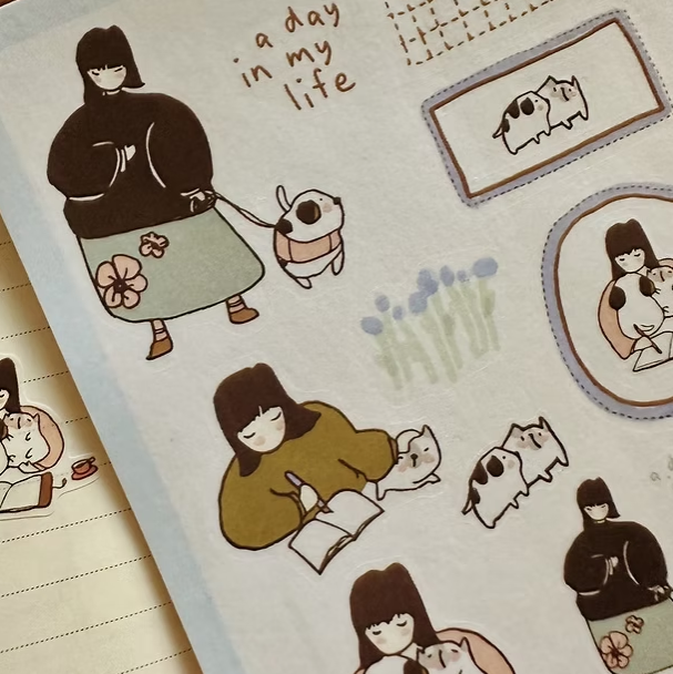 Notebook Entry washi stickers - A Day in my life
