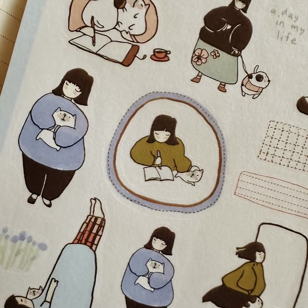 Notebook Entry washi stickers - A Day in my life