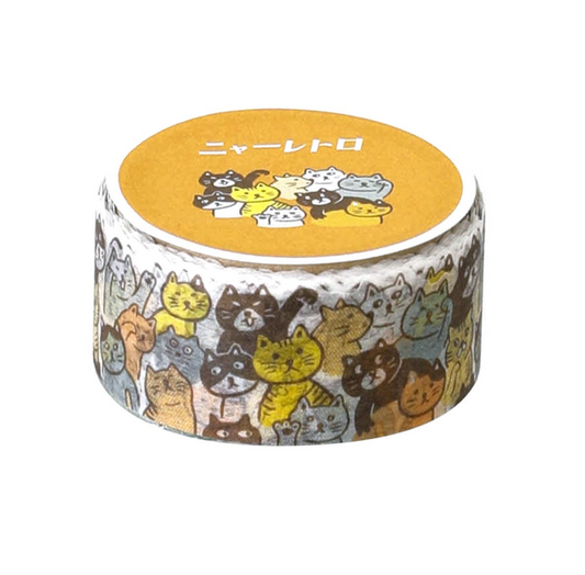 Hightide Retro Masking Tape / N / Lots Of Cats