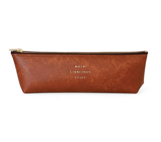 Hightide Classic Fastener Pen Case - Brown
