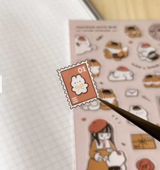 YuYing Illustration Sticker Sheet - Bunny & Cat