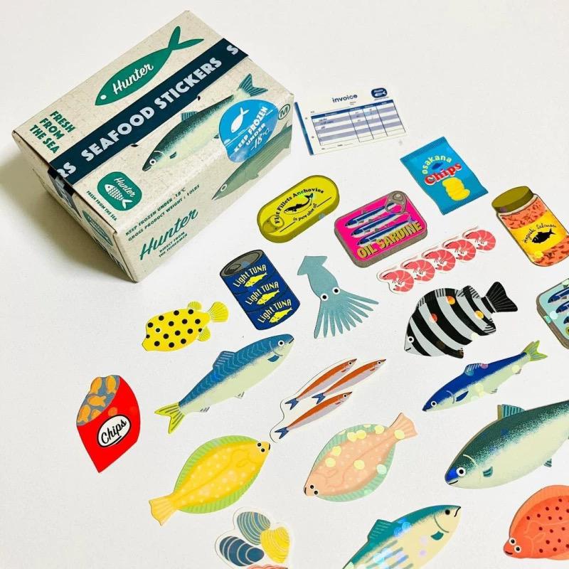 Shipping Box Sticker Flake Set - Seafood Market